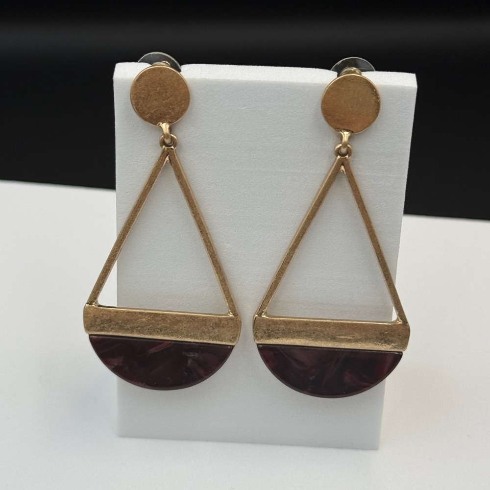 Vintage Womens Gold Pleated Purple Bhumi Ohrringe Dangle Fashion Wedding Earring
